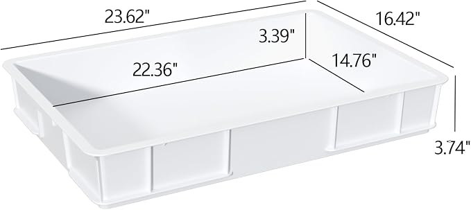 Kekow 4 Pack Stackable Commercial Pizza Dough Proofing Containers, White | BPA Free Food Grade Plastic, Stackable Space-Saving Design, Multi-Dough Proofing Tray, for Bakery Pizzeria Restaurant Use - Image 2