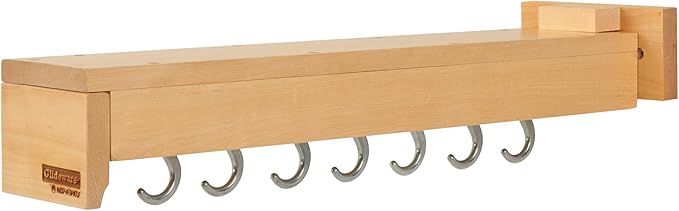 Rev-A-Shelf 22" Pullout Kitchen Cabinet Pantry Organizer with 7 Hanging Hooks with Ball Bearing Slide System, Maple Wood, GLD-W22-SC-7 by Rev-A-Shelf