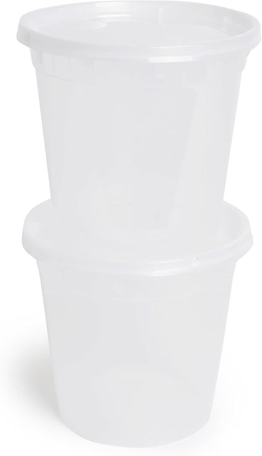 TIYA Food Containers - 24oz Bulk 240 Pack with Lids - Plastic Food Storage to-Go Containers - Reusable Microwavable Dishwasher Safe Cups - Airtight Leak Proof for Soups & Meal Prep by TTIYA