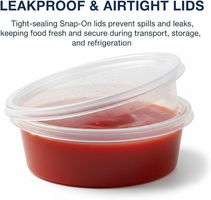 1ABOVE 50 Pack Round Plastic Food Containers with Lids – Reusable Leakproof BPA-Free Meal Prep Storage, Microwave, Freezer & Dishwasher Safe (250ML) - Image 4