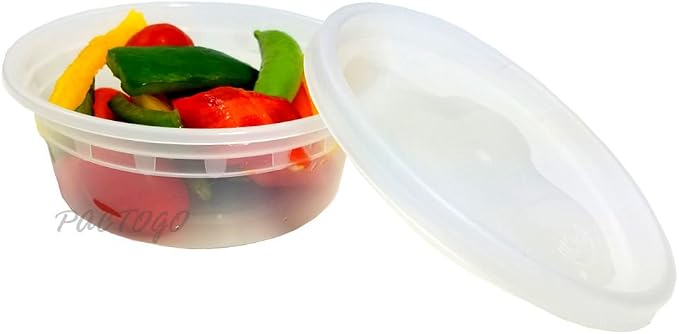 8 oz. Heavy Duty Round Deli Food Soup Plastic Container w/Lid 100% BPA Free (Pack of 96 Sets) - Image 5