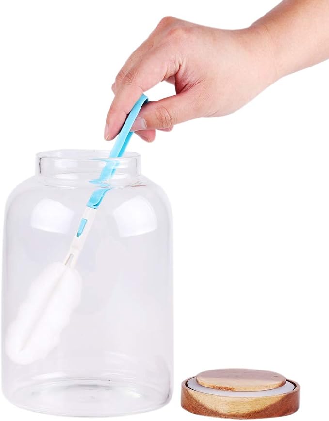 Large Glass Food Canisters, 66 FL OZ(1950ml) Kitchen Serving Stoarge Container with Airtight Acacia Lids, Cereal Dispenser Jars for Spaghetti Pasta, Powder, Spice, Tea, Coffee(7.6inch high) - Image 6