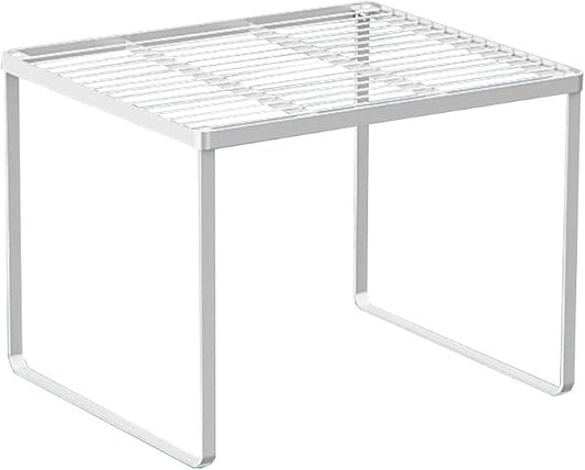 Kitchen Cabinet Storage Shelf Stackable Wire Spice Rack Organizer Heavy Duty Space Saver for Bathroom Bedroom Closet Laundry Room Office Countertop - White, Pack 1 by LIYIVNAA