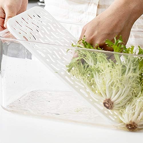 SANNO Fridge Produce Saver Stackable Refrigerator Organizer Keeper with Lids and Removable Drain Tray for Veggie, Berry, Fruits and Vegetables,Pack of 2 - Image 5