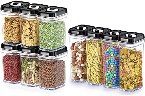 DWËLLZA KITCHEN Airtight Food Storage Containers Set - 10 PC Set - For Kitchen Pantry Organization and Storage - BPA-Free - Clear Plastic Dry Food Canisters with Improved Lids, Keeps Food Fresh. by DW%C3%8BLLZAKITCHEN