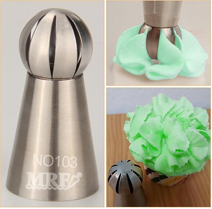 27 Pcs Stainless Steel Seamless Russian Flower Ball Piping Tips Set | Big&Small Twist Ball Piping Tips, Stainless Steel Cupcakes Icing Nozzles For Pastry Cupcakes Cakes Cookies Decorating - Image 8
