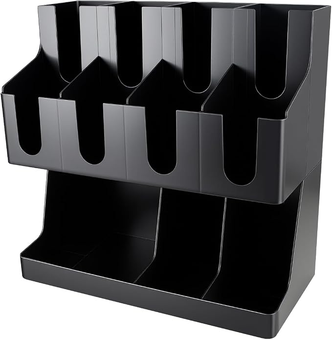 Commercial Cup and Lid Holder with Straw Organizer,Disposable Coffee Cup Condiment Dispenser for Countertop Org, Coffee Bar, Beverage Cup, Kitchen, Breakroom (11 Compartment Upright) - Image 8