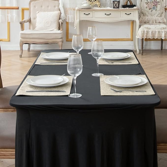 Cloth Placemats Set of 8, Linen Type Fabric Placemats Machine Washable Heat Resistant Placemats Wrinkle Free Thick Polyester Kitchen Place Mats for Dining Table (Beige) - Image 5
