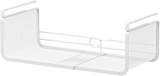 Expandable Under Shelf Basket Organizer, Under Shelf Storage, Hanging Baskets Under Cabinet for Pantry Kitchen Cupboard Desk Counter Bookshelf Space Saver Heavy Duty Slide-in (white, 1 Pack) by Janebert
