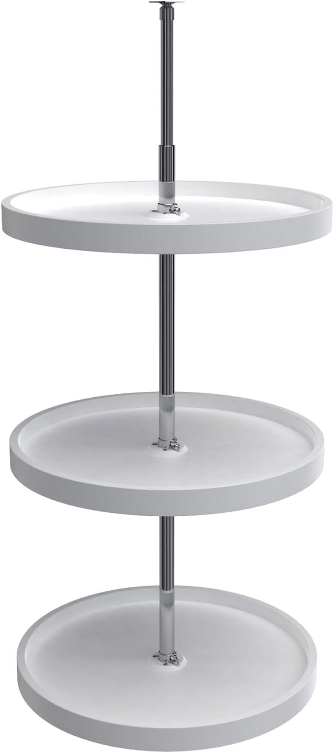 Rev-A-Shelf 20 Inch 3 Tier Full Circle Lazy Susan for H Corner Kitchen Cabinets, Large Plastic Home Storage Rotating Shelves, White, 6013-20-11-526 by Rev-A-Shelf