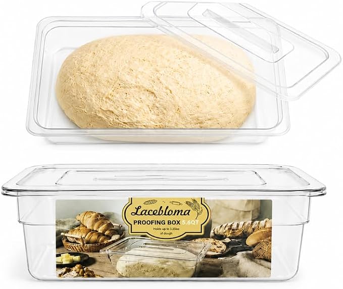 Dough Proofing Container, 5QT Large Capacity Holds Up to 6.6Lb of Dough, BPA-Free Tray with Lid Dough Rising Box for Bread, Sourdough, Pizza by Lacebloma