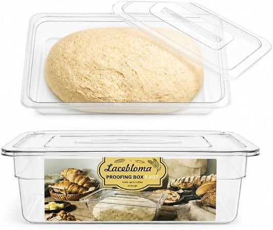 Dough Proofing Container, 5QT Large Capacity Holds Up to 6.6Lb of Dough, BPA-Free Tray with Lid Dough Rising Box for Bread, Sourdough, Pizza by Lacebloma