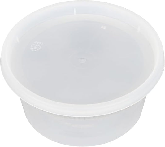 Asporto 12 Ounce To Go Boxes, 100 Microwavable Round Soup Containers - Clear Plastic Lids Included, Do Not Contain BPA, Clear Plastic Soup Containers, Disposable - Restaurantware by Restaurantware