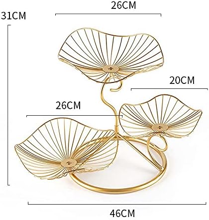 LANDTOM® Metal 3-Tier Fruit Basket Holder Decorative Fruit Bowl Stand, Gold (Type A) - Image 4