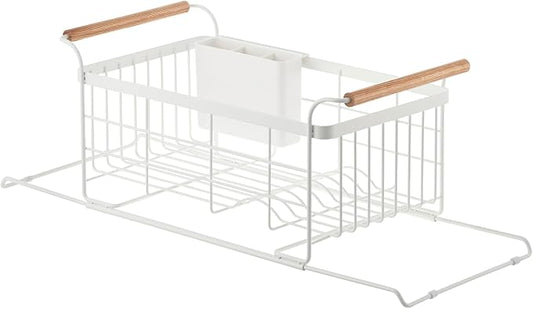 YAMAZAKI Home Over-The-Sink Dish Drainer Rack - Expandable Kitchen Drying Organizer Holder - No Assembly Req. | Expandable over-the-sink dish rack with plate drying organizer. Durable steel and wood construction. Built for daily use. by Unknown