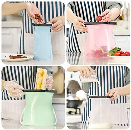 Reusable Food Storage Leakproof Silicone Snap Bags Stand-Up Silicone Food Bag 6 Cups (50 Oz) Microwavable Freezer and Dishwasher Safe Odorless Easy Clean and Dry Ziplock Alternatives (Random Color) - Image 3