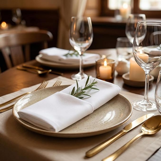 Urban Villa Cloth Napkins White Dinner 100% Cotton 18x18 Inches (Set of 6) - Image 2