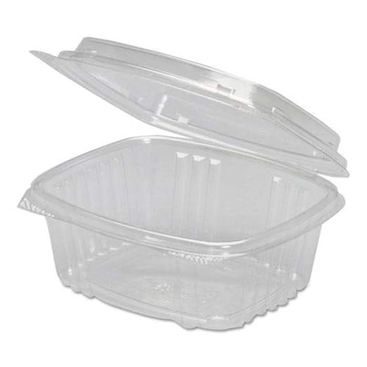 GenPak AD12 Clear Rectangular Hinged Deli Container with Flat Lid, 12-Ounce, 200 per case by Genpak