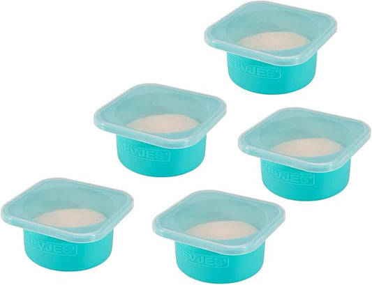 500ml Individual Dough Storage Vessels with Airtight Lid – Ideal for Neapolitan Pizza Round Dough Ball Cold Fermentation, Food Grade Silicone, Freezer & Dishwasher Safe – 5 Pack (Blue) by kevjes