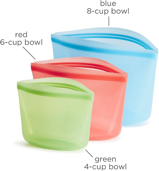 Stasher Premium Reusable Silicone Bags and Lunch Bag, 3-Pack, Multicolor | Food-Safe Silicone, BPA-Free, Leak-Free, Eco-Friendly, Dishwasher, Travel Containers, Meal Prep, Food Storage, Travel - Image 5