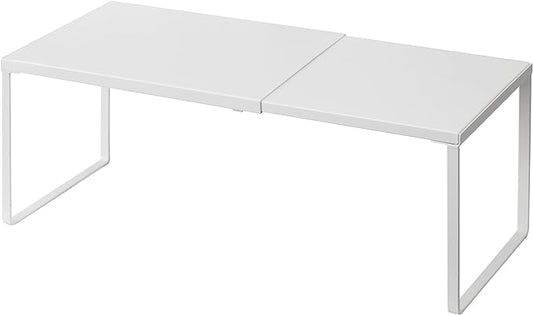 Nxconsu Expandable Cabinet Shelf, Shelf Riser for Cabinets, 8.26" White | Edgeless Metal Cabinet Riser Holds 50 lb and Expands 14.6 to 24.6 in for Under Sink Kitchen Pantry Cupboard Shelf by Nxconsu