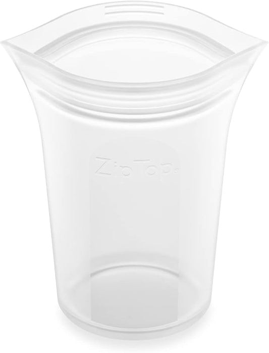Zip Top Reusable Food Storage Bags | Small Cup [Frost] | Silicone Meal Prep Container | Microwave, Dishwasher and Freezer Safe | Made in the USA by ZipTop