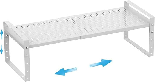 Expandable,Adjustable & Stackable Spice Rack, Cabinet Kitchen Countertop Shelf Organizer,Metal Pantry Storage Shelves - Space-Saving Storage Solution(1Pack/White/Medium) by Goodqualityproducts