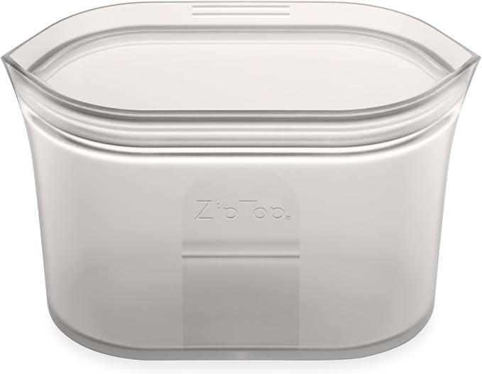 Zip Top Reusable Food Storage Bags | Small Dish [Gray] | Silicone Meal Prep Container | Microwave, Dishwasher and Freezer Safe | Made in the USA by ZipTop