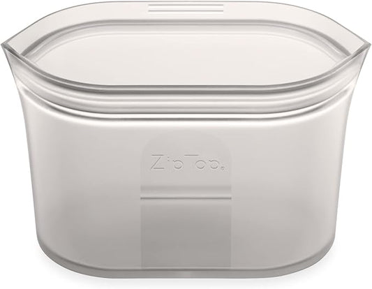 Zip Top Reusable Food Storage Bags | Small Dish [Gray] | Silicone Meal Prep Container | Microwave, Dishwasher and Freezer Safe | Made in the USA by ZipTop
