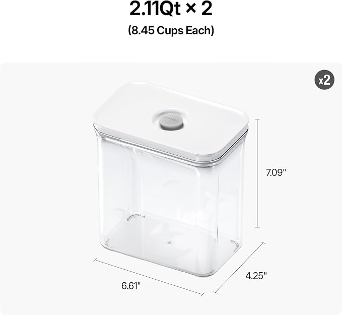 VAKUEN Premium Airtight Food Storage Containers, Rectangular 2PC-SET(2.11qt), Smart One-Click Seal Lid, 100% Leak Proof, Keep Food Fresh Longer, BPA-FREE, Dishwasher/Freezer & Microwave Safe - Image 3