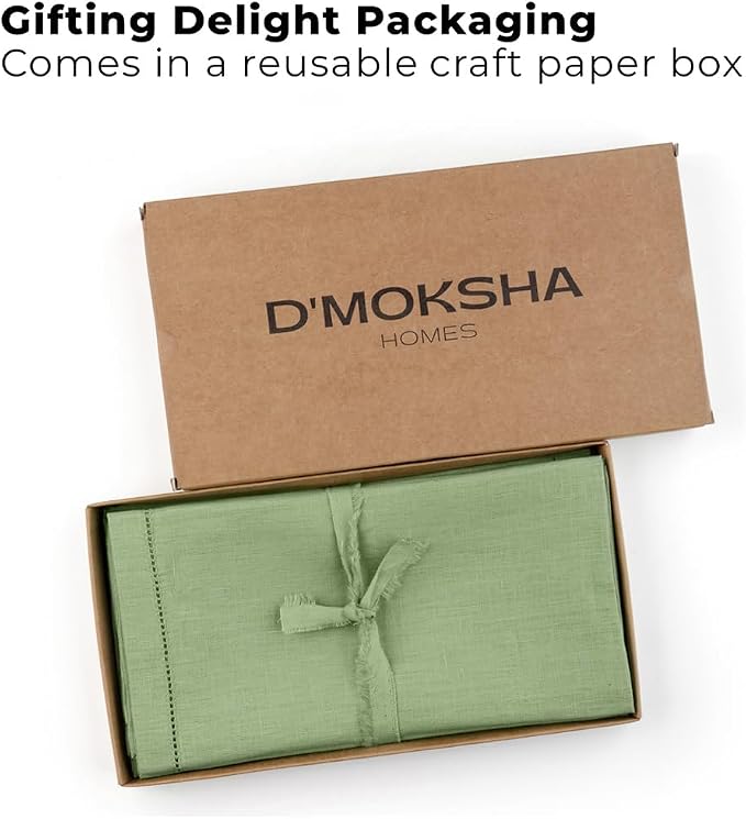 Signature Linen™ by D'Moksha Sage Green Dinner Napkins Set of 4, 20 x 20 Inch Cloth Napkins, 100% Pure Linen, Hemstitch, Machine Washable Table Napkins- Summer, Weddings, Outdoor hostings - Image 5