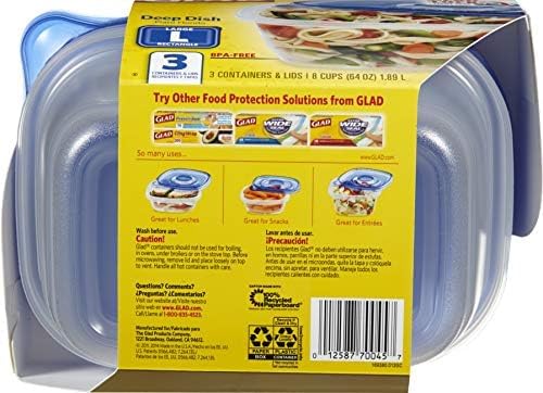 Glad GladWare Deep Dish Food Storage Containers, 64 Oz, 3 Count, 6-Pack | Lock-tight seal for soups, salads, and meal prep in a large rectangle format, microwave and dishwasher safe - Image 10