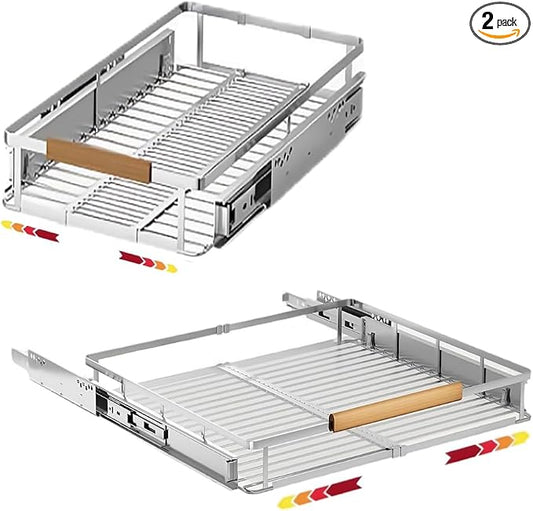12.3~18.5"x22.5" Pull Out Cabinet Organizer，2Pack Expandable Sliding Cabinet Shelves，Side Mounting by Unknown
