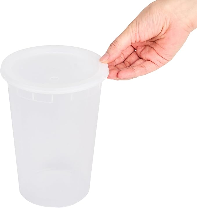 Restaurantware Plastic Food Container 100 Pack of 48 oz Clear Microwave-Safe Storage Container With Lid Leakproof Round Shape Disposable Freezer-Safe - Image 10