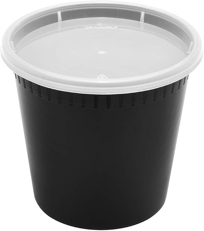 Karat [24oz - 240 ct Black PP Injection Molded Round Deli Containers with Lids (FP-IMDC24-PPB) - Image 2