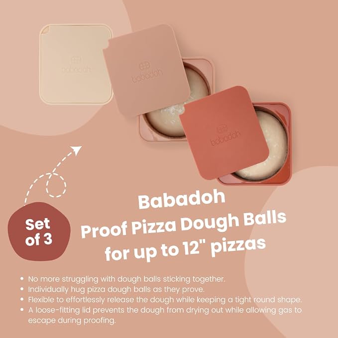 Babadoh Pizza Dough Proofing Silicone Containers with Lids | Pizza Making Accessories | Set of 3 | Multi Spice (1 Sesame, 1 Scallop, 1 Nduja) | Original Size (make 12" Pizzas) - Image 2