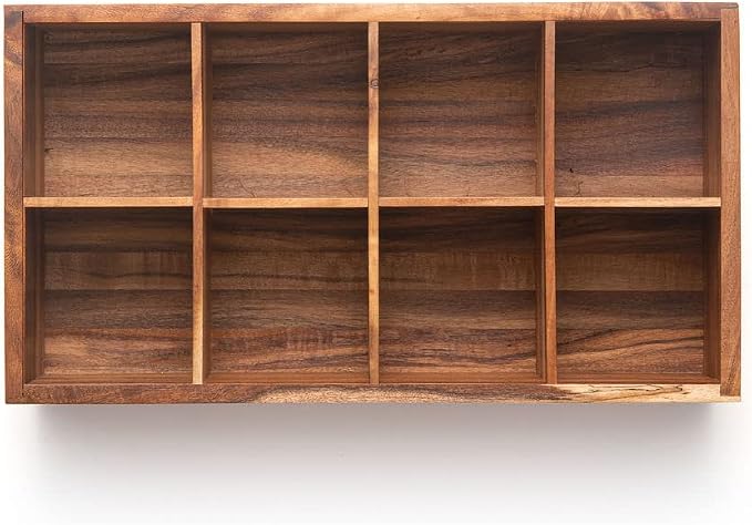 Ironwood Cornwall Tea Box, 8 Compartment Tea Organizer, Acacia Wood by Ironwood