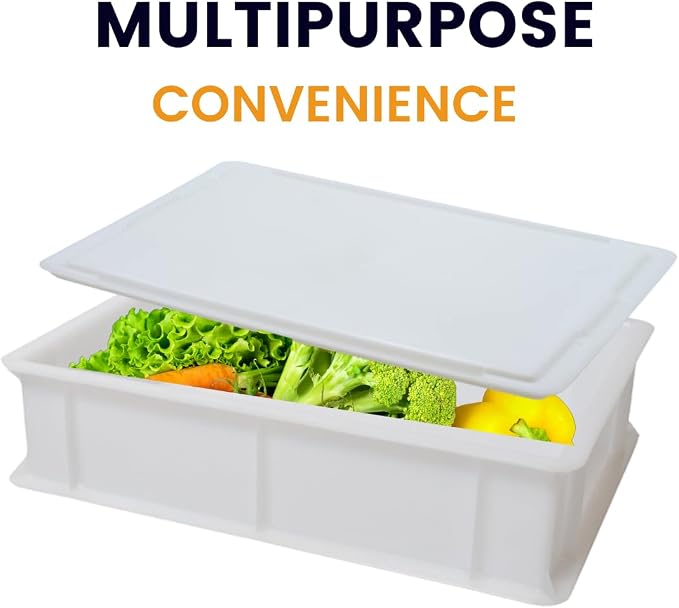 L'Oro Del Sud Home Refrigerator Size, Dough Proofing Tray (2 Pack + 1 Lid) | White Stackable, Commercial Grade, Pizza Proofing Dough Pans with Lid (16 inch x 12 inch x 4 inch), Product of Italy - Image 7