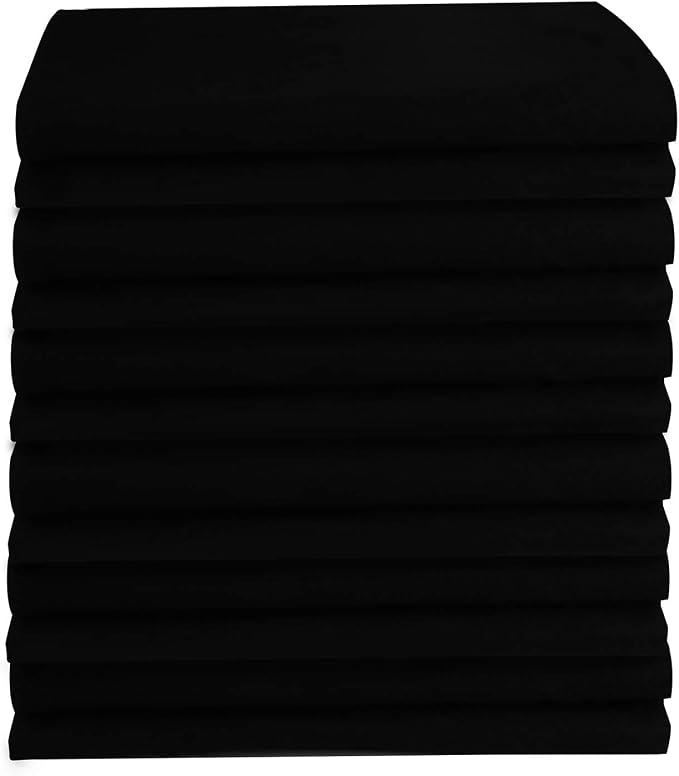 100% Cotton Flour Sack Towels – 12 Pack, 27x27 Inches, Black, Lint-Free, Pre-Washed, Hemmed Edges – Reusable Kitchen Towels for Cleaning, Embroidery, Printing & Crafts - Black - Image 2