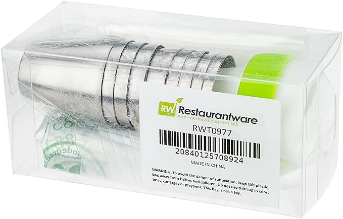 Restaurantware Pastry Tek Russian Piping Tips Set 20 Piece Durable Cake Decorating Kit - 9 Piping Tips 10 Piping Bags Stainless Steel Piping Bags And Tips Set 1 Tri-Color Coupler - Image 2