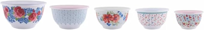 Heritage Melamine Mixing Bowl Set, 10 Pieces with Lids (Heritage) - Image 4