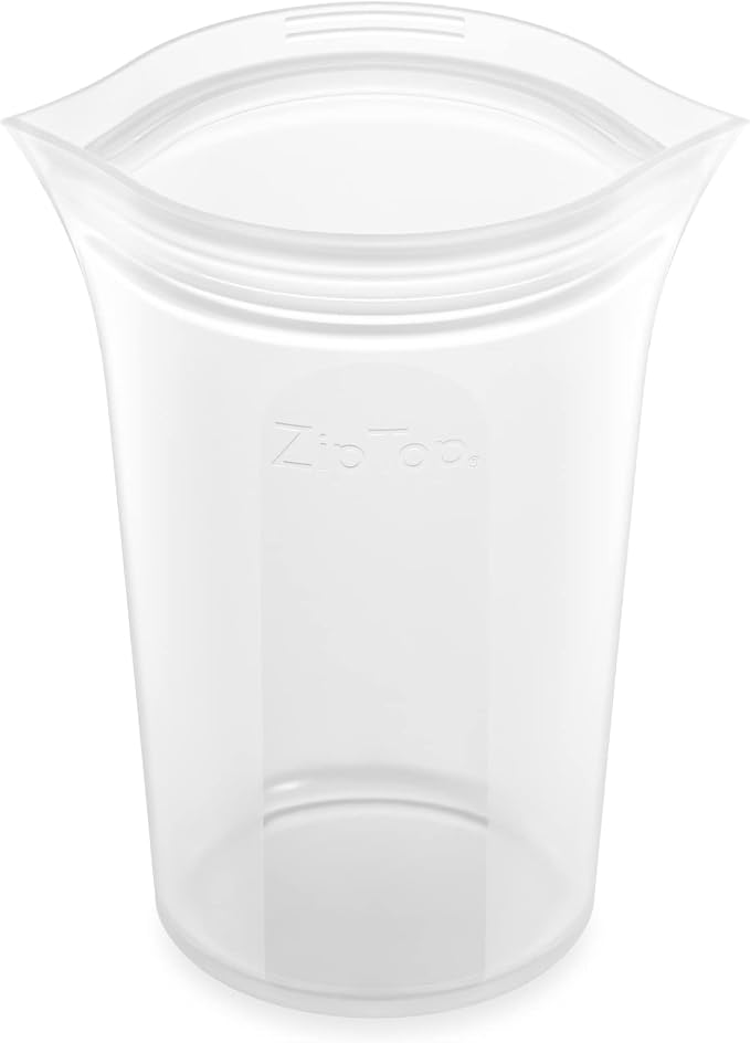 Zip Top Reusable Food Storage Bags | Medium Cup [Frost] | Silicone Meal Prep Container | Microwave, Dishwasher and Freezer Safe | Made in The USA by ZipTop