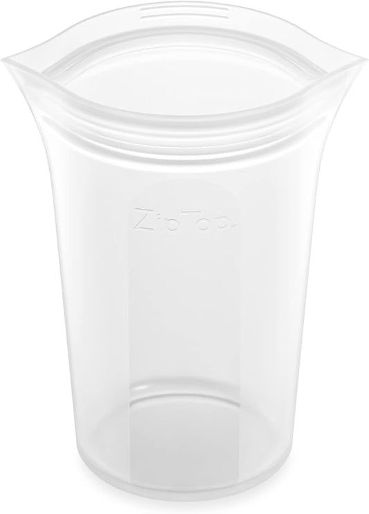 Zip Top Reusable Food Storage Bags | Medium Cup [Frost] | Silicone Meal Prep Container | Microwave, Dishwasher and Freezer Safe | Made in The USA by ZipTop
