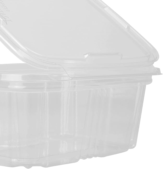 Karat 16oz PET Tamper Resistant Hinged Deli Container [200 ct] - Plastic Clamshell Food Containers, Easy Open Pull-Tab for Restaurants & Takeout - Image 8