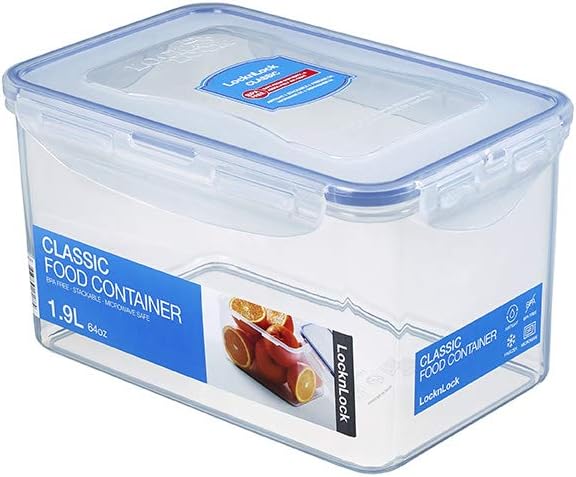 LOCK & LOCK Easy Essentials Food Lids/Pantry Storage/Airtight Containers, BPA Free, Rectangle - 8 Cup - for Cookies, Clear by LocknLock