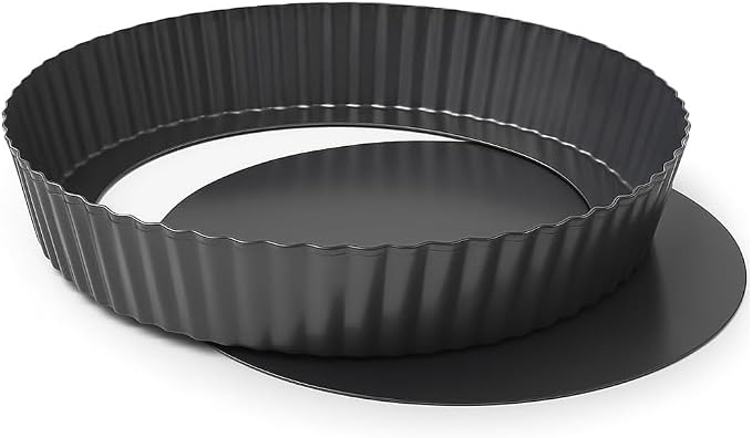 7.87 Inch Deep Dish Pie Pan with Removable Bottom - Fluted Carbon Steel Tart Pan for Quiche Lorraine & Pies - Crispy Crust Baking Dish for Home Bakers by MGE+World
