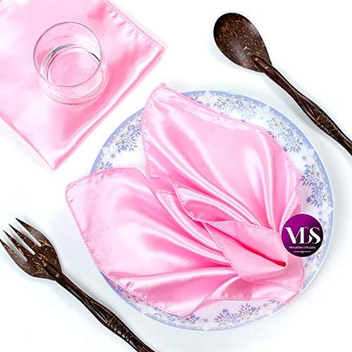 VDS - 75 Pieces | Satin Napkins 20 x 20 Inch Square | Kitchen & Dinner Table Napkins Cloths Handkerchief for Restaurant Bistro Wedding Christmas Birthday Party Dinner Decoration (Pink) by VDS