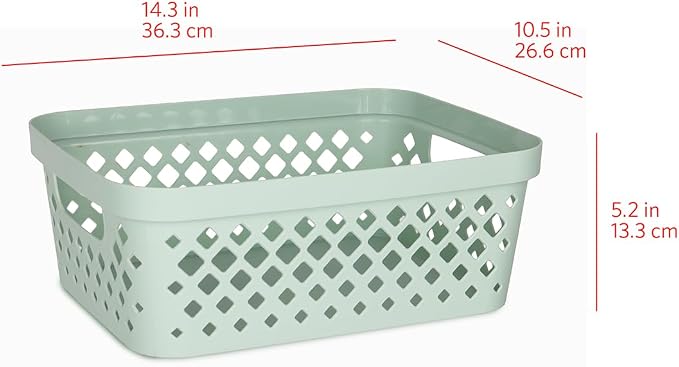 Glad Plastic Storage Basket Set, Value Pack of 6 | Open Storage Bins for Shelves, Bathroom, Pantry, Closet | Nesting Organizer Boxes with Handles, 2 Gallon, Sage - Image 5