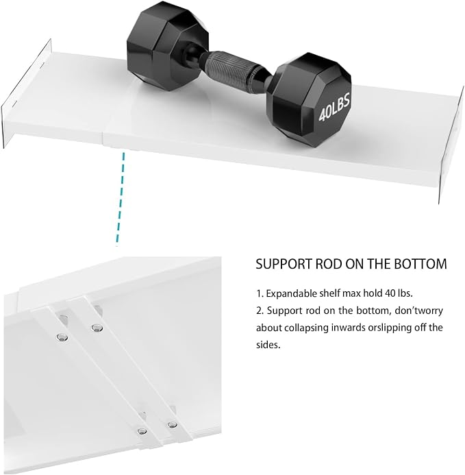 Expandable Closet Organizer Shelves, Adjustable Metal Storage Shelves Divider for Wardrobe Cupboard Kitchen (2 Pack, W:7.87" x L: 17" to 31") - Image 4