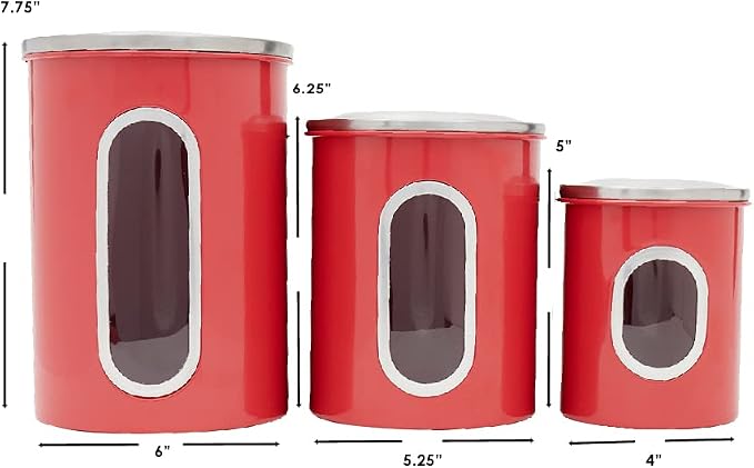 3 Piece Canister Set for the Kitchen by Home Basics | Kitchen Jars with Transparent Window | 3 Different Sizes | Kitchen Storage Containers with Silicone Gasket - Image 4